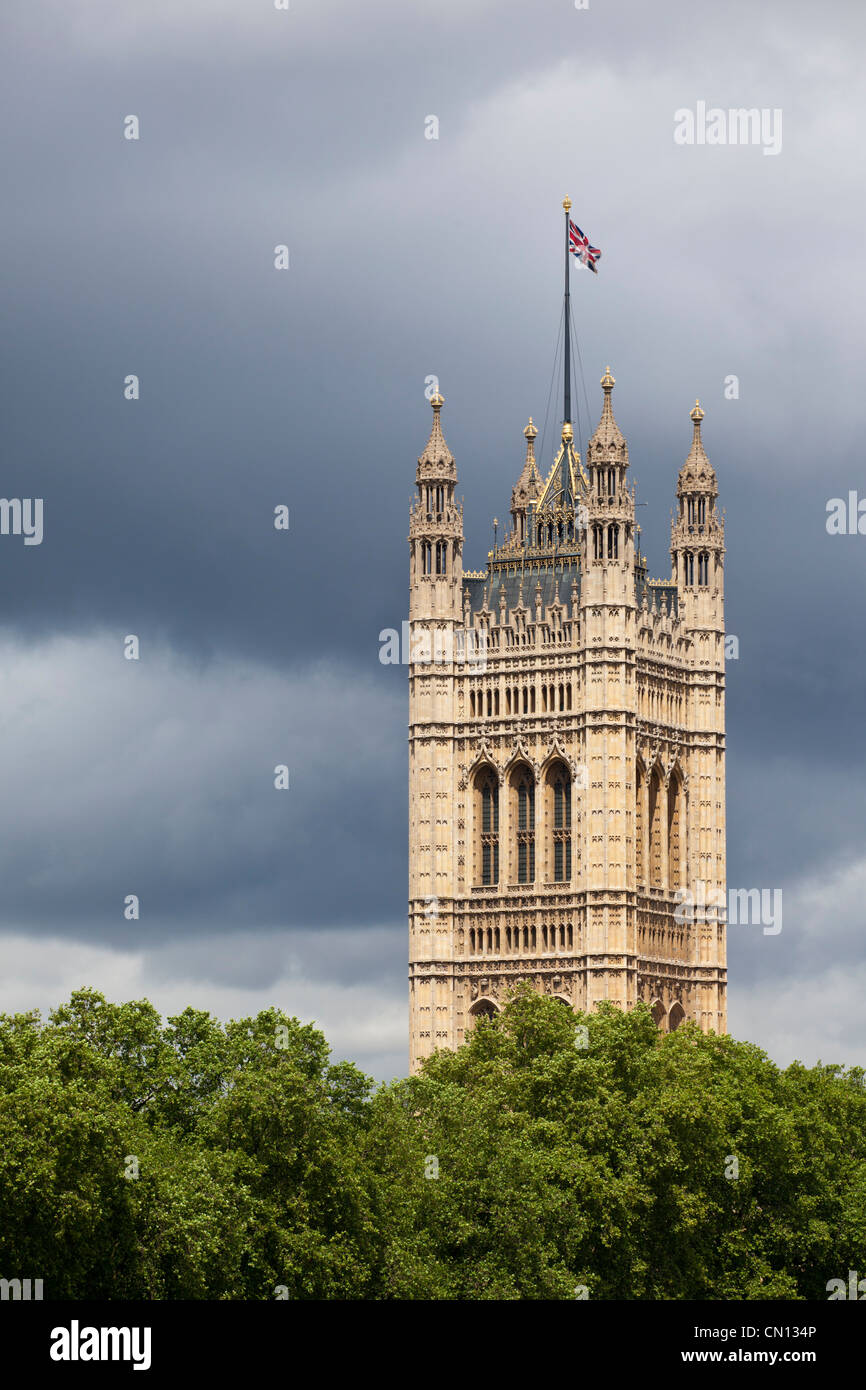 La Tour Victoria sur les chambres du Parlement, Londres, Angleterre, Royaume-Uni Banque D'Images