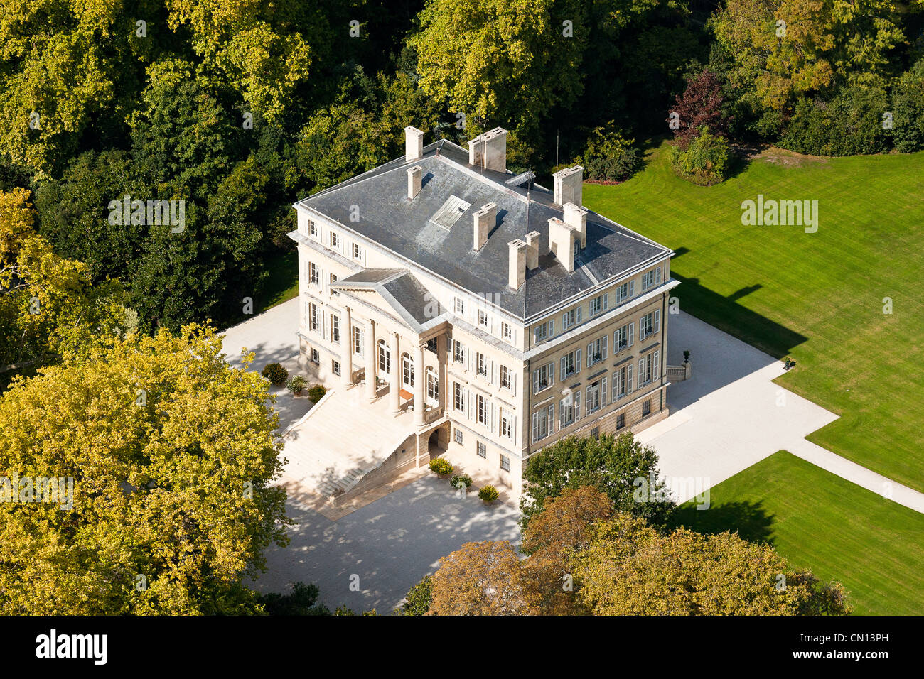 France, Gironde, Margaux, Château Margaux, Margaux (croissance 1ère vue aérienne) Banque D'Images