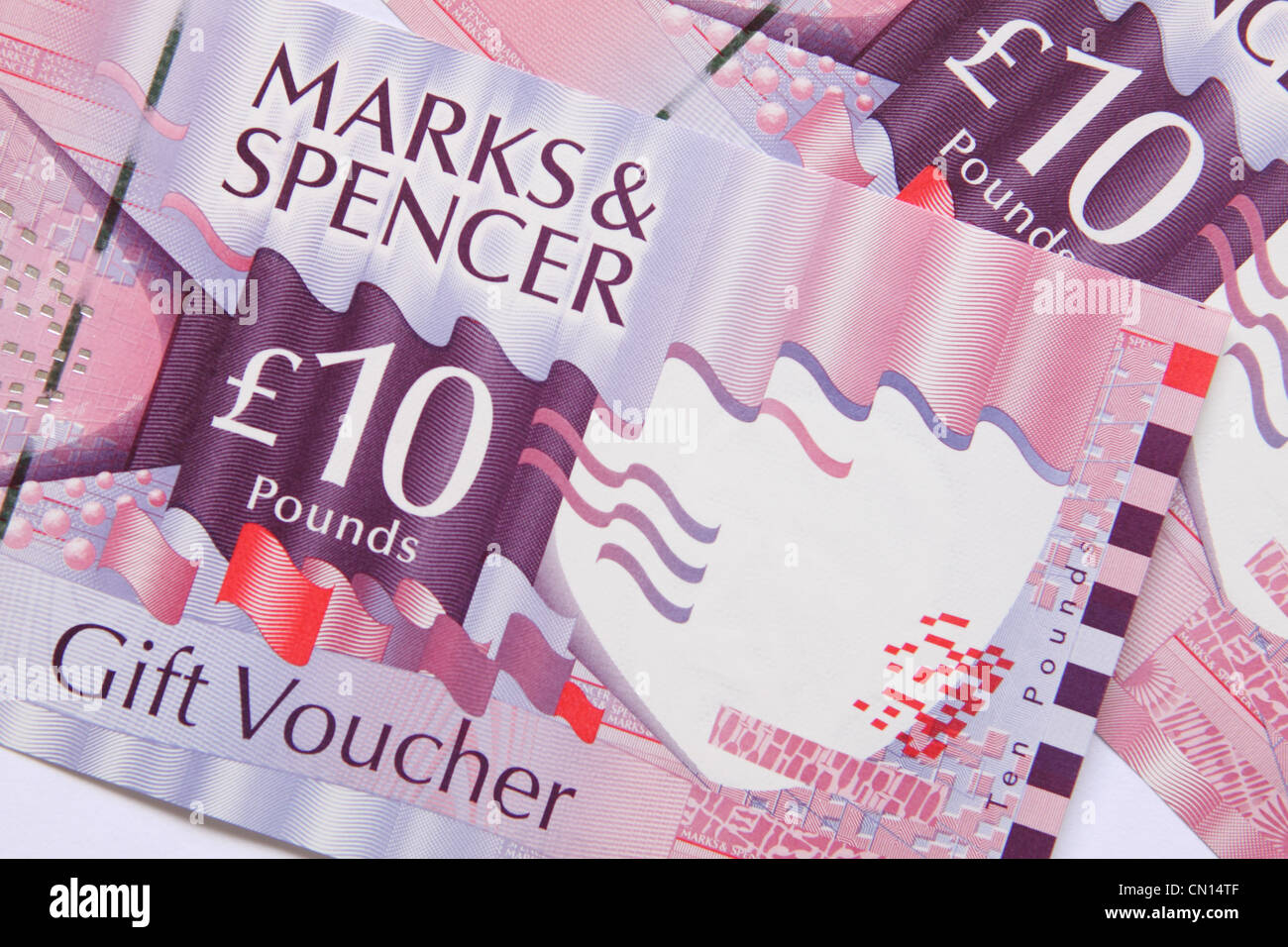 Marks and Spencer £10 Chèques cadeaux M&S bon détail Banque D'Images