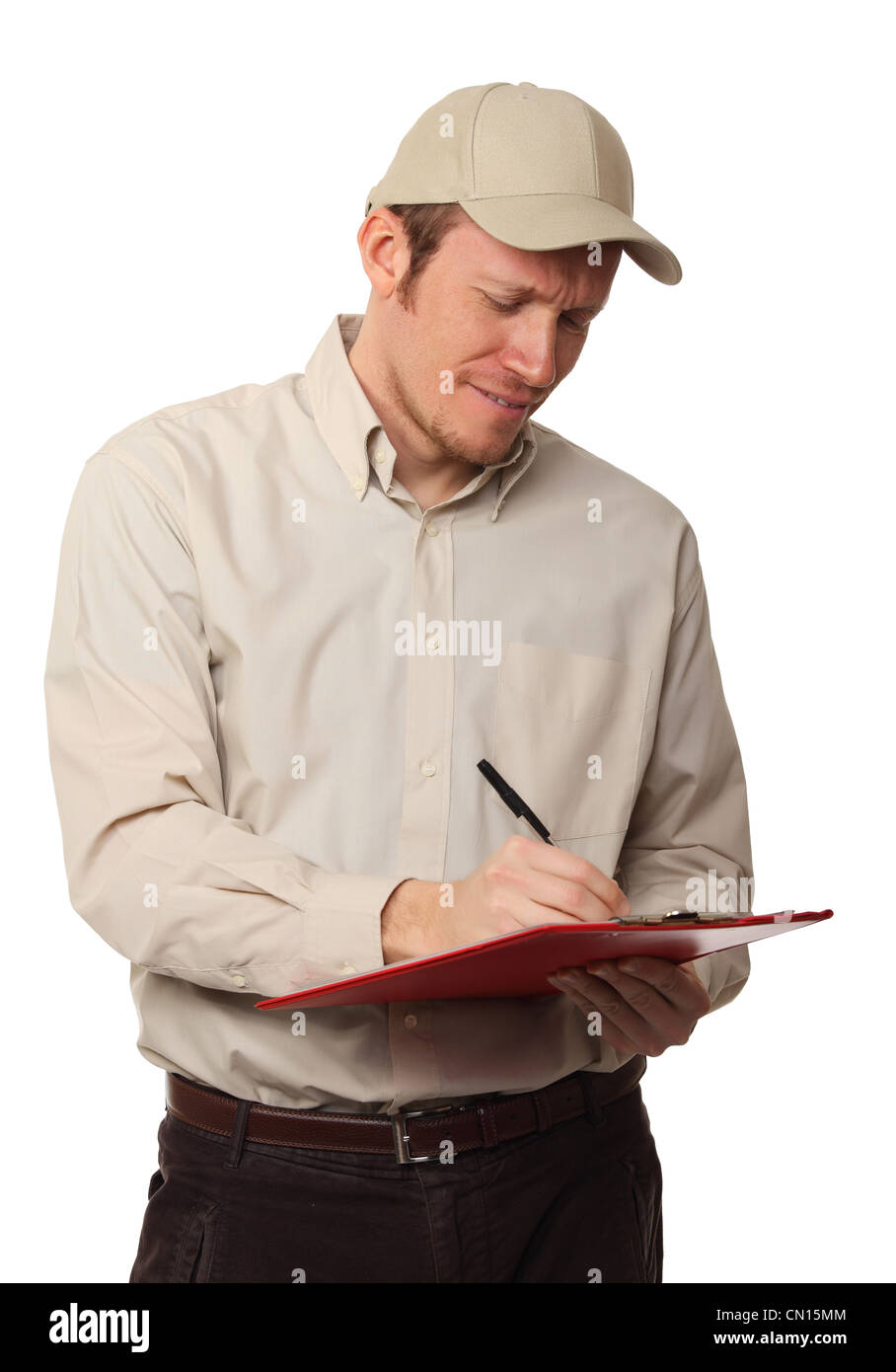 Caucasian man isolé sur fond blanc Banque D'Images