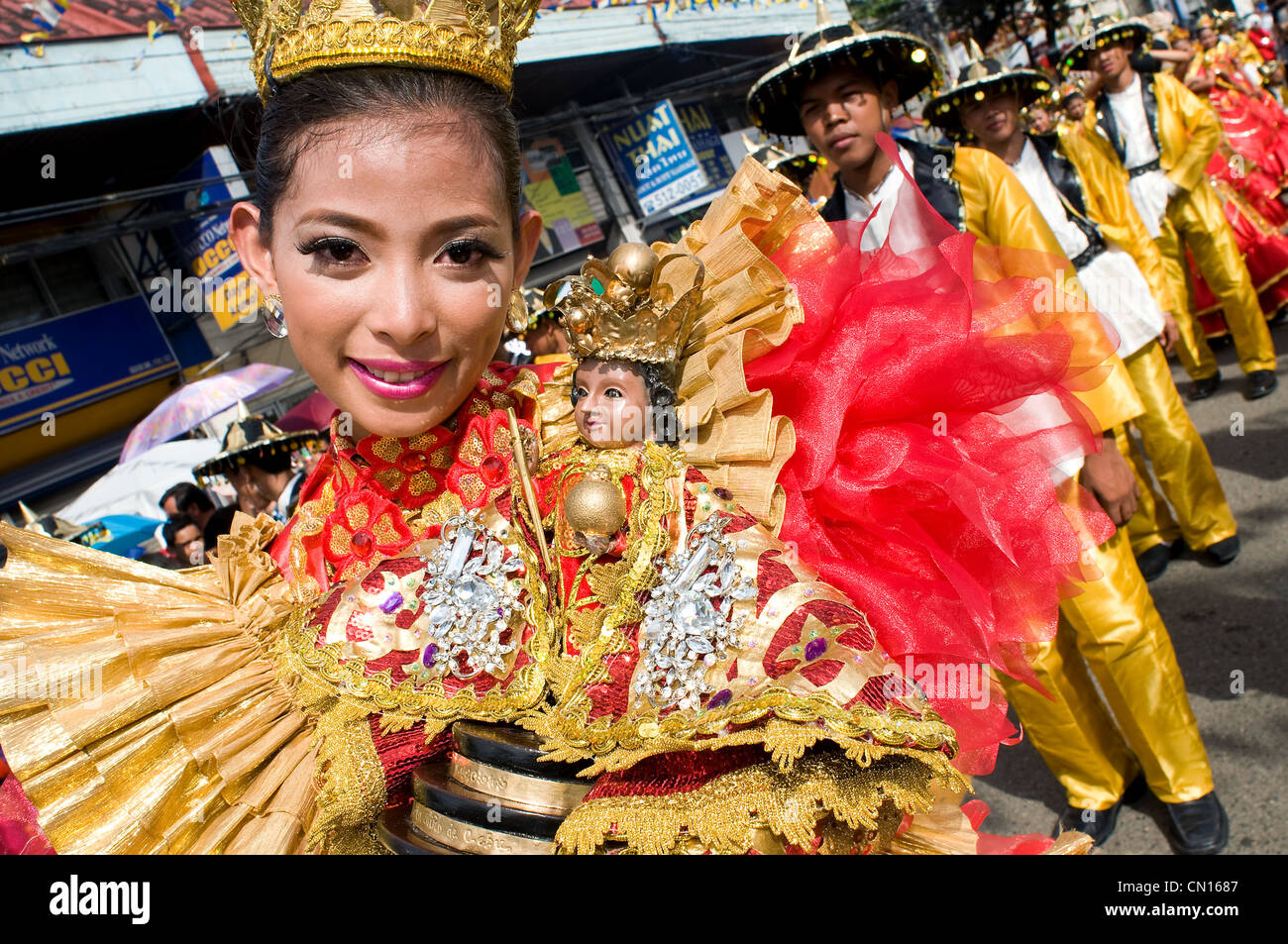 Parade, sinulog festival sinulog, Cebu, Philippines Banque D'Images