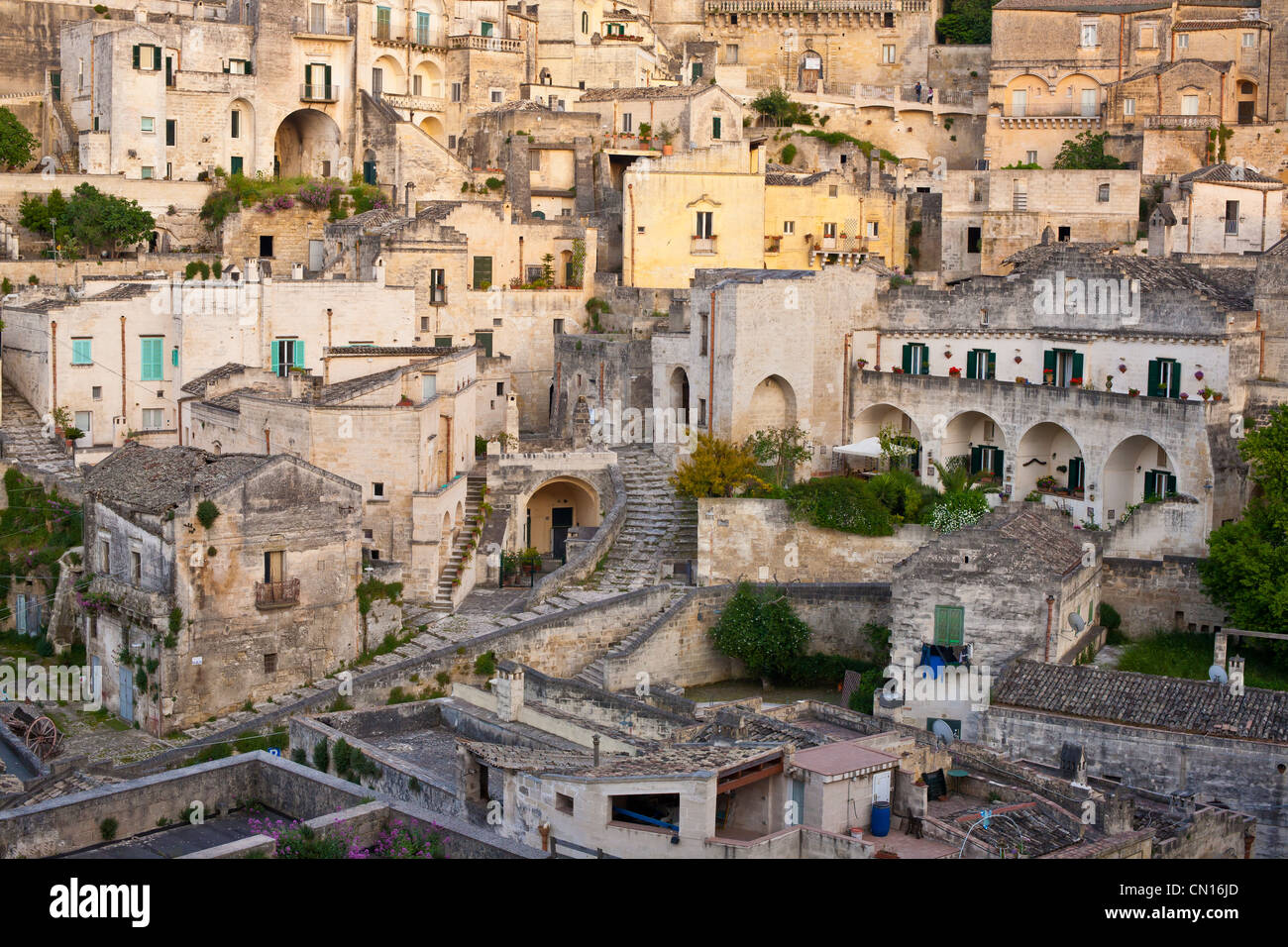 L'Italie, Basilicate, Matera, semi-cave construite borough (SASSI) inscrite au Patrimoine Mondial de l'UNESCO, le site touristique le plus visité en Banque D'Images
