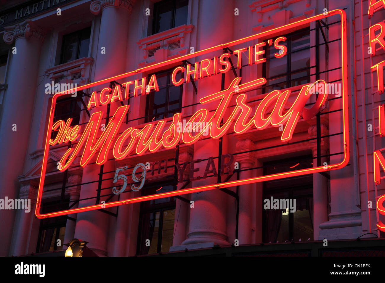 Mousetrap signe extérieur Theatre, Londres d'Agatha Christie Banque D'Images