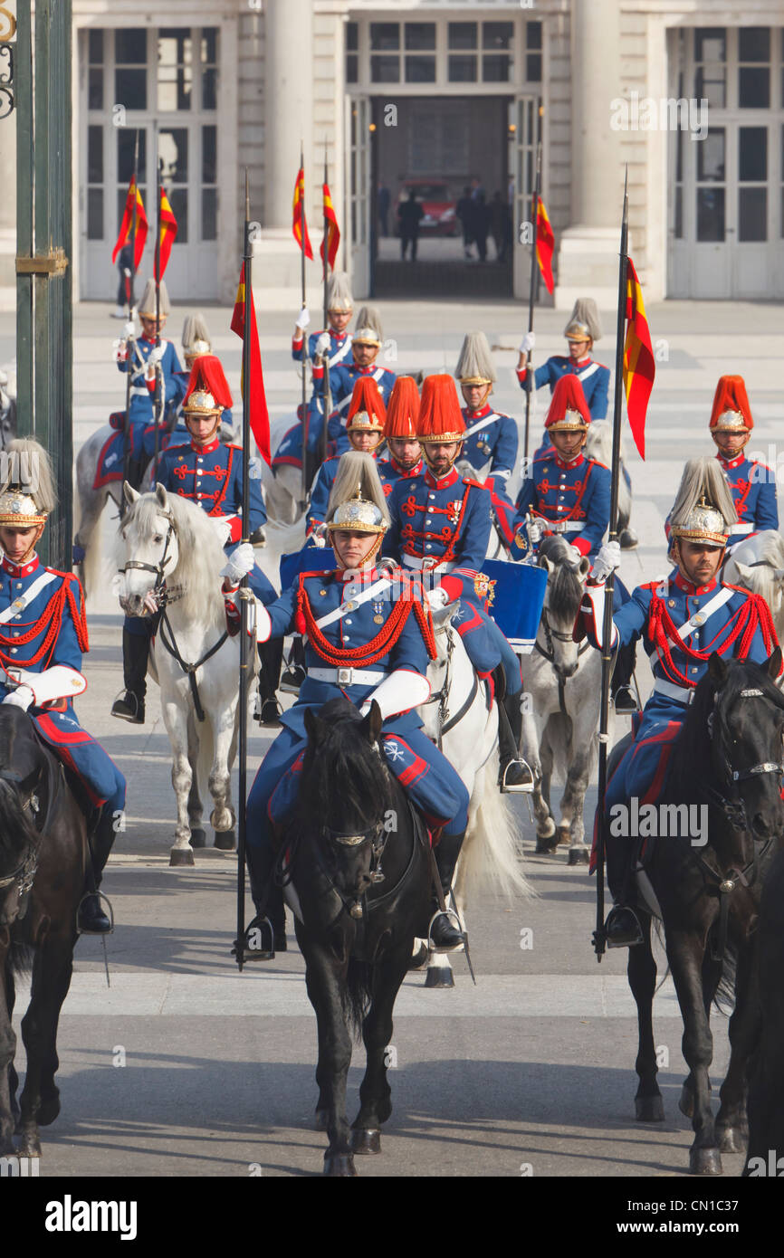Madrid, Espagne. Lanceros de la Guardia Real. Lanciers de la Garde royale. Banque D'Images