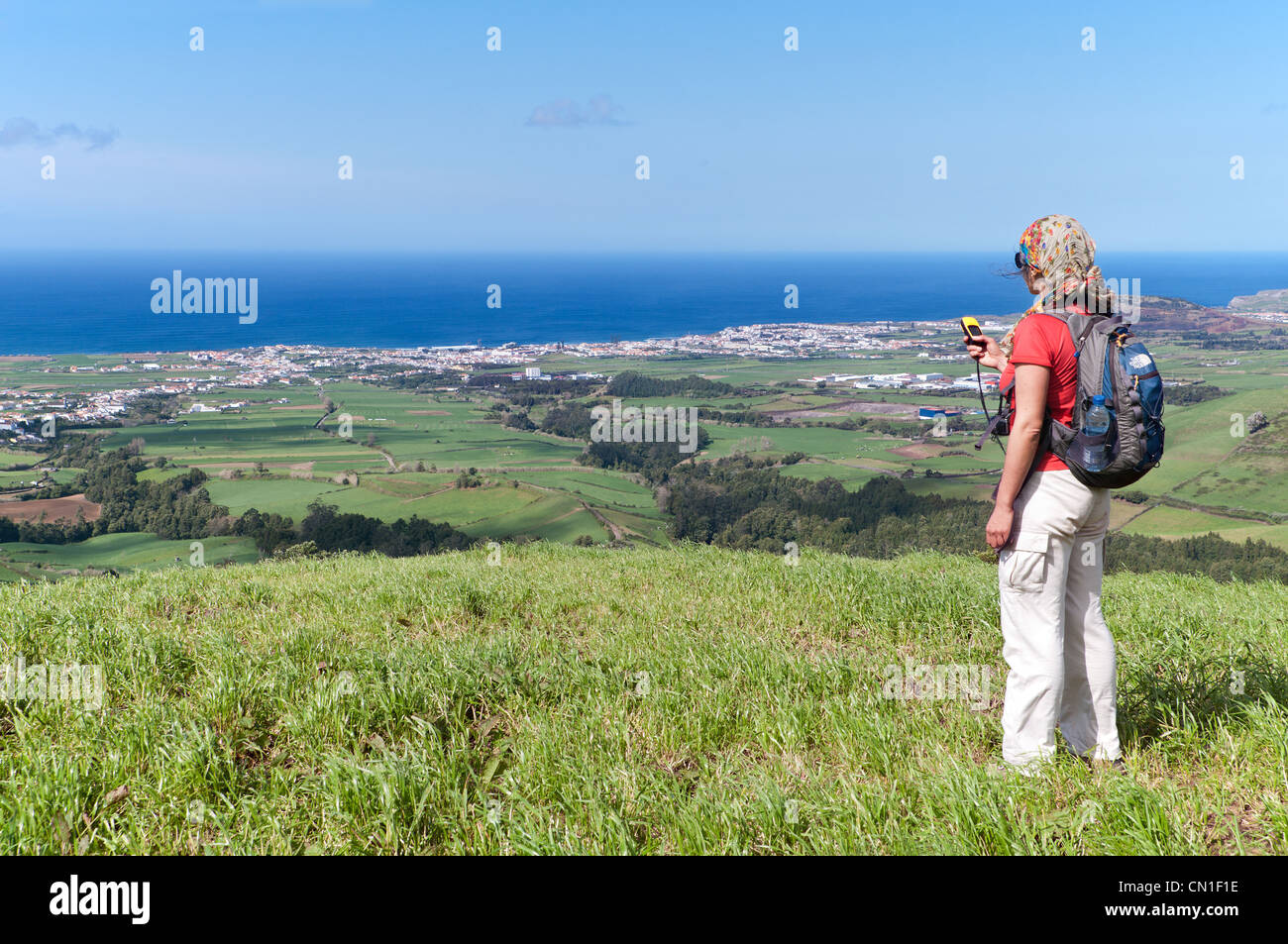 Des sentiers de randonnée géocaching en Açores Banque D'Images
