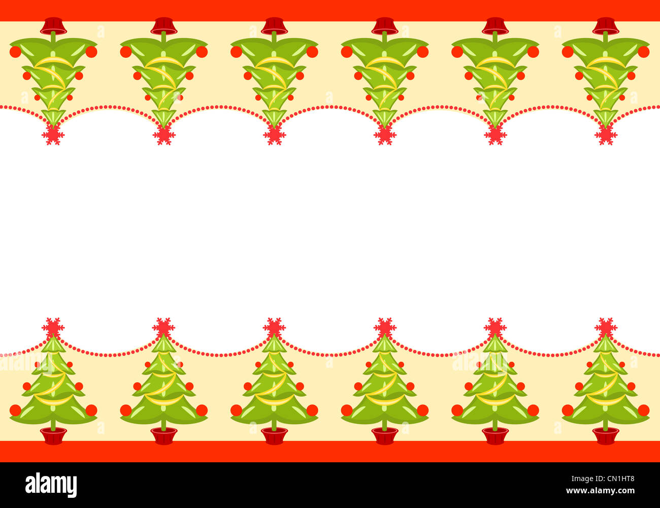 Noël frontière perméable avec arbres décorés. Du papier d'emballage ou de cartes de vœux. Banque D'Images