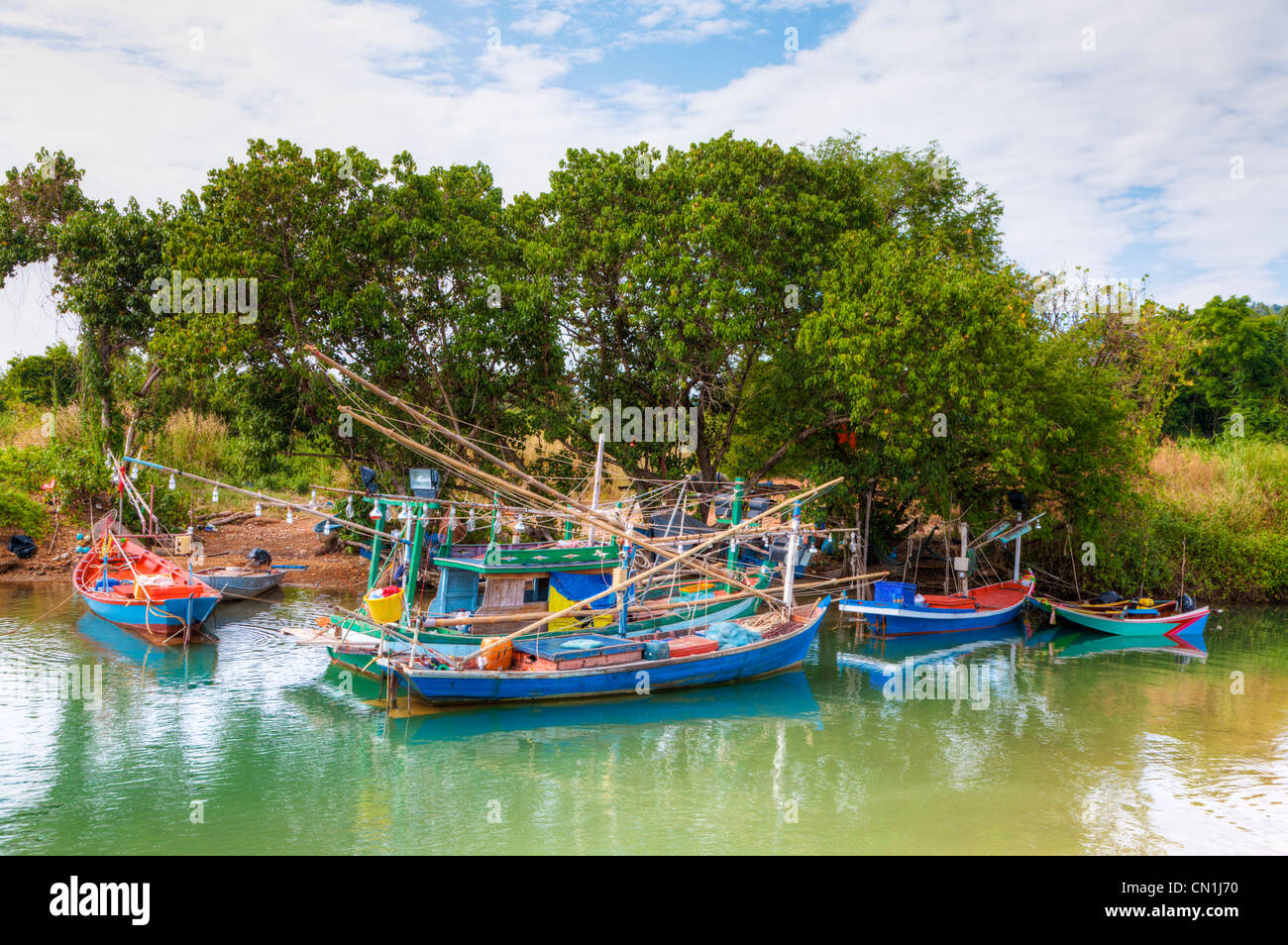 Bateaux de pêche thaïlandais Banque D'Images