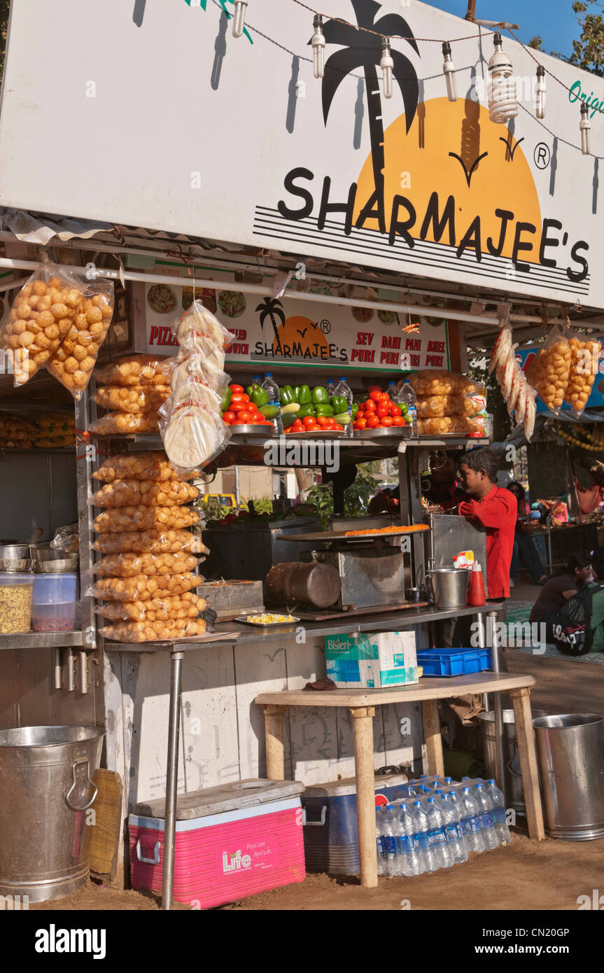 Street kitchen Chowpatty Beach Bombay Mumbai Inde Banque D'Images