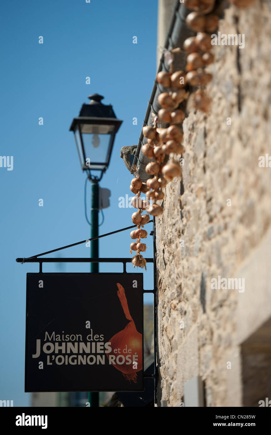 La France, Finistère, Roscoff, Maison de l'oignon rose et des Johnnies (l'oignon rose et les Johnnies Musée) Banque D'Images