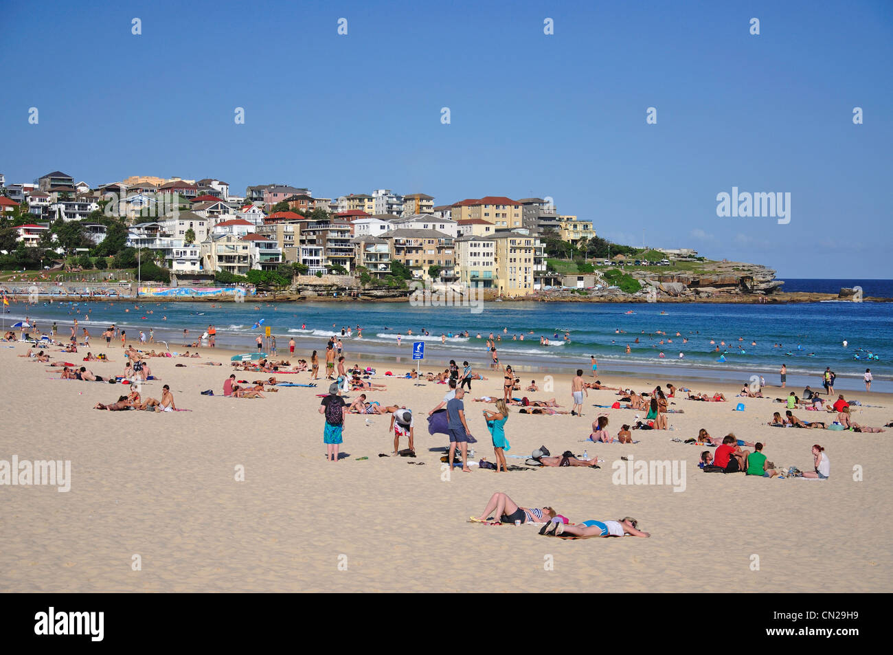 Vue sur la plage, Bondi Beach, Sydney, New South Wales, Australia Banque D'Images