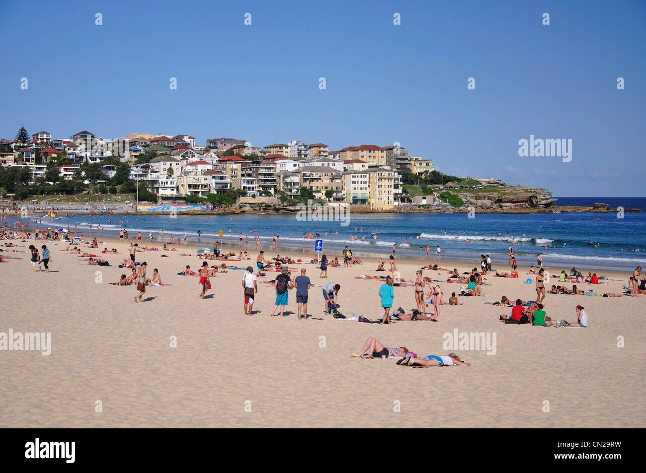 Vue sur la plage, Bondi Beach, Sydney, New South Wales, Australia Banque D'Images