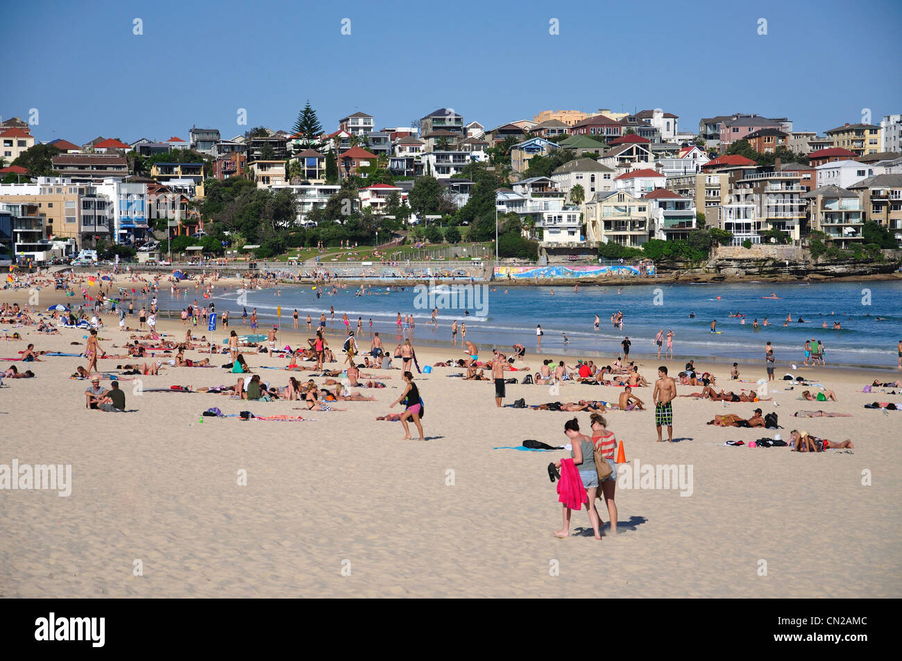 Vue sur la plage, Bondi Beach, Sydney, New South Wales, Australia Banque D'Images