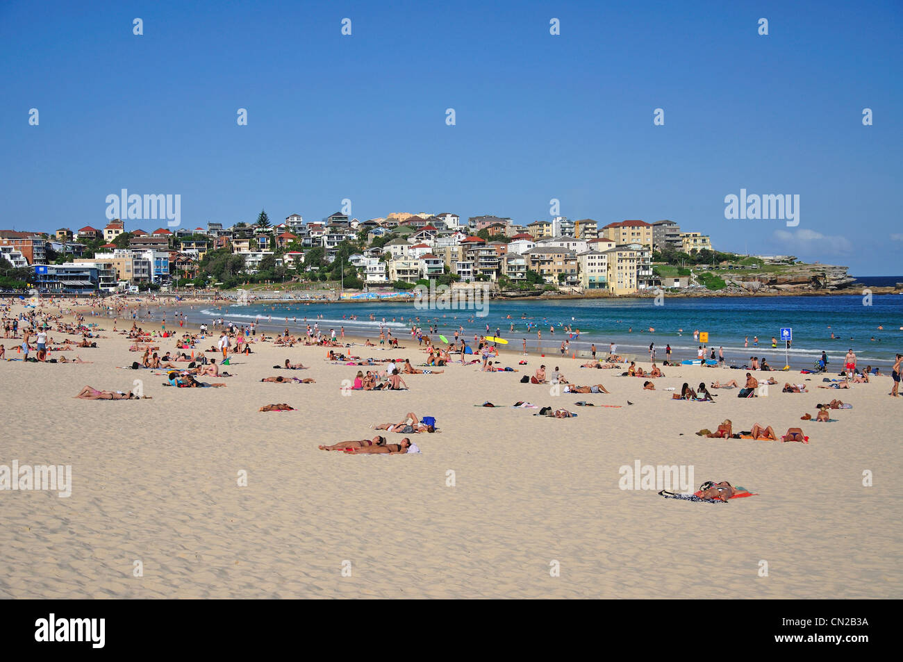 Vue sur la plage, Bondi Beach, Sydney, New South Wales, Australia Banque D'Images