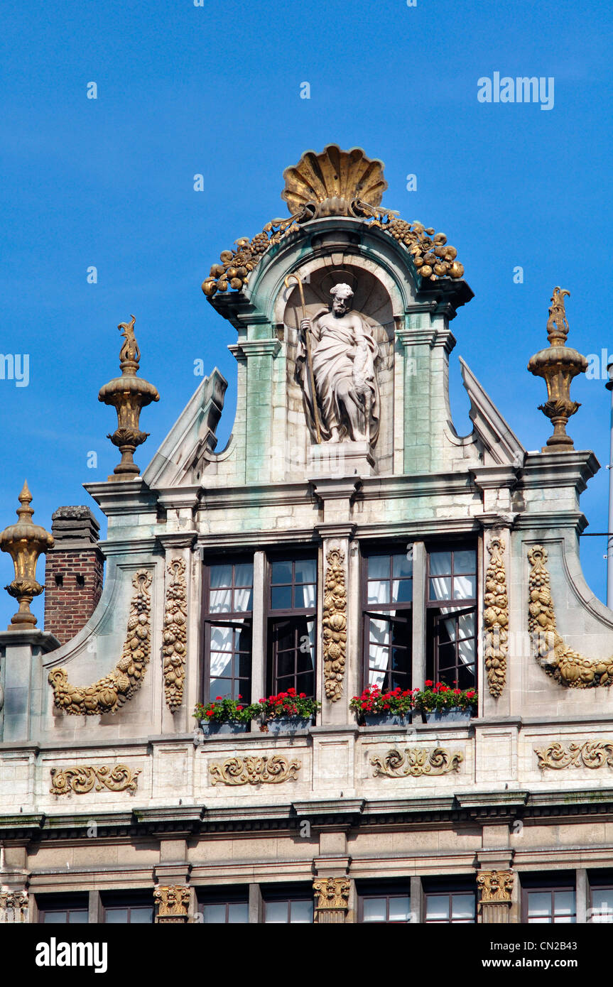 Belgique, Bruxelles, Grand Place, le Vieux Palais, façade Détail Banque D'Images