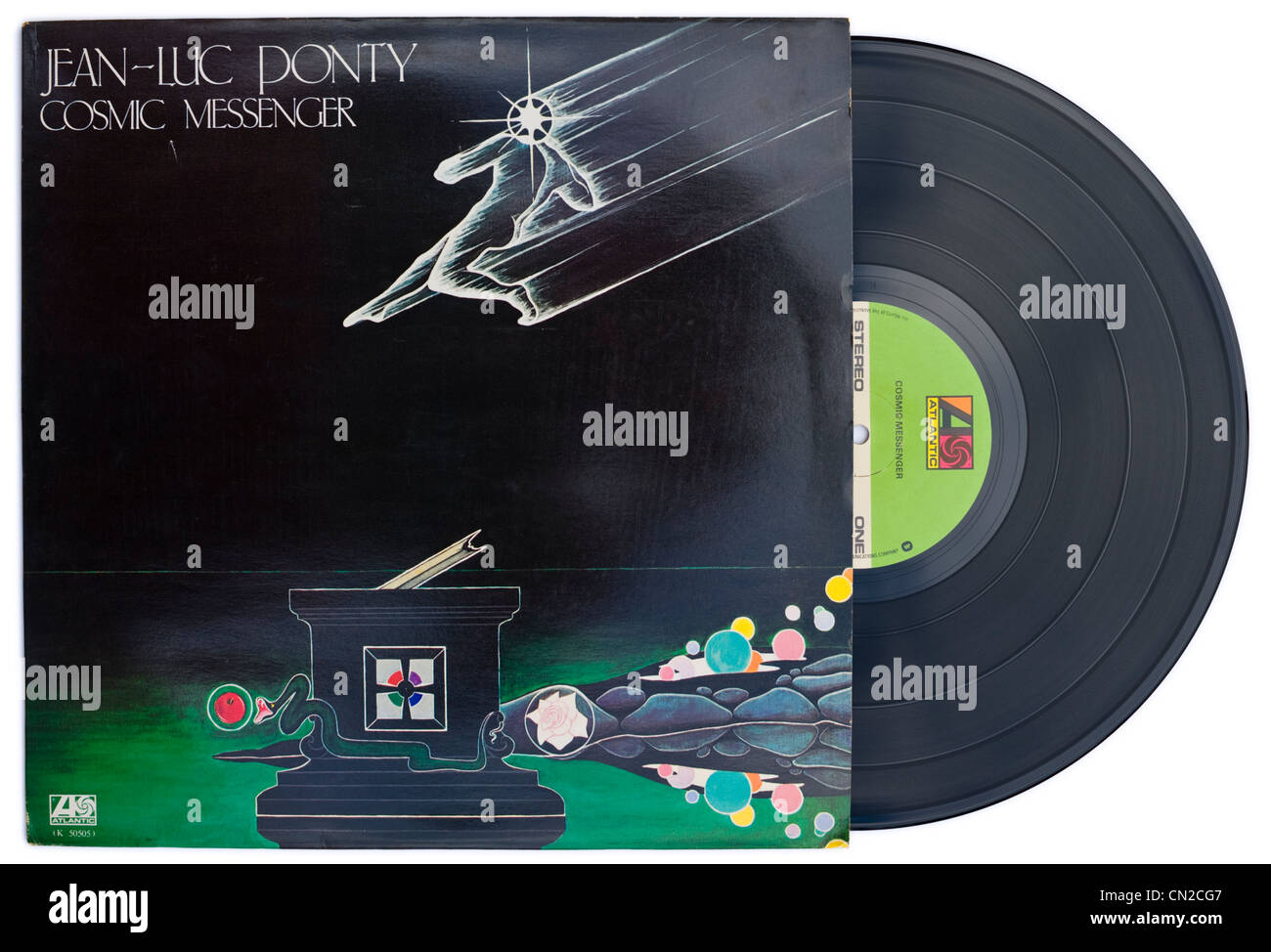 JEAN-LUC PONTY jazz fusion contemporaine album vinyle et couvrir COSMIC MESSENGER 1978 parution sur le label Atlantic Records Banque D'Images