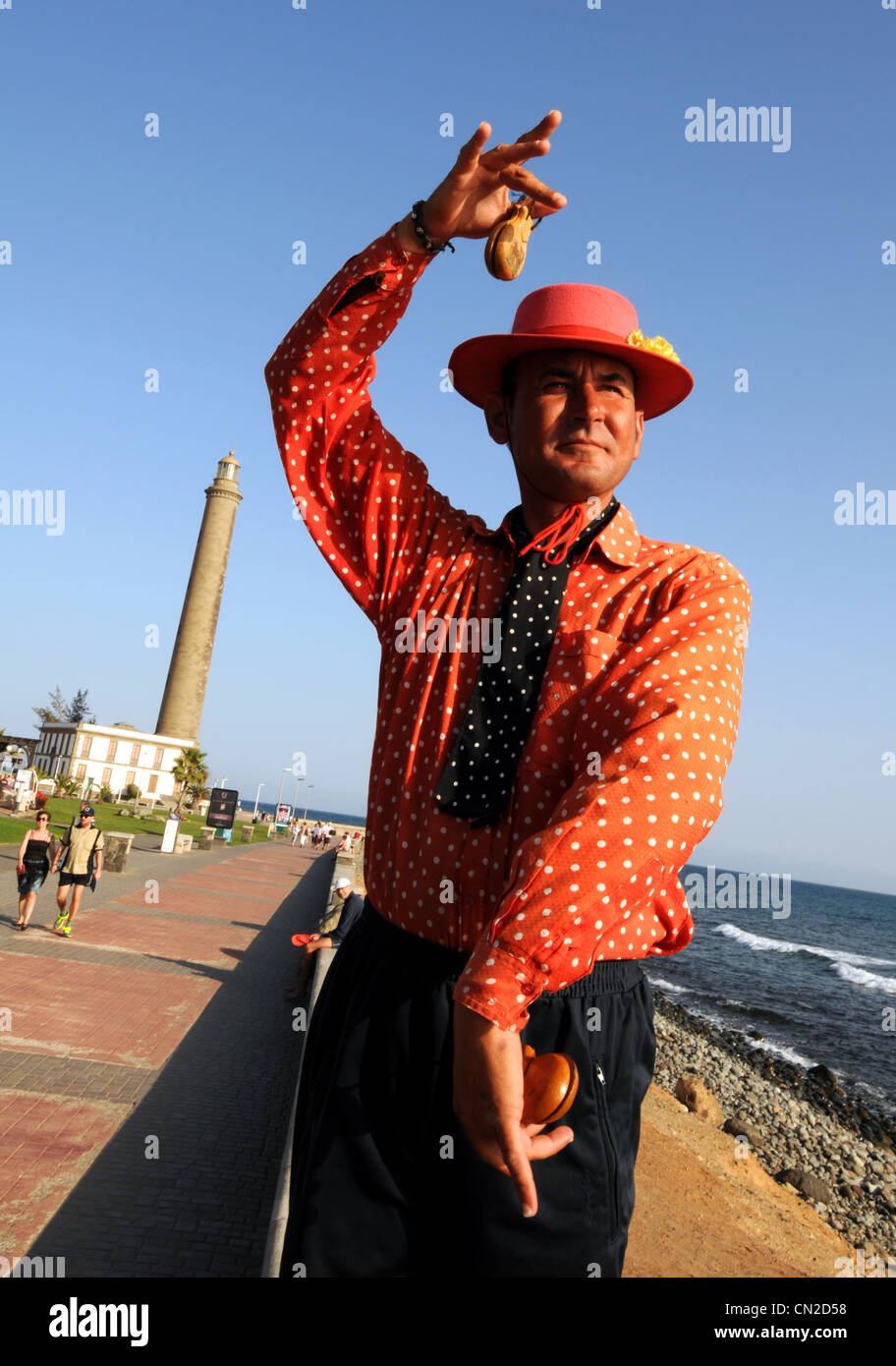 Artiste, danseuse de flamenco, Gran Canaria, phare de Maspalomas, Gran Canaria, Îles Canaries Banque D'Images