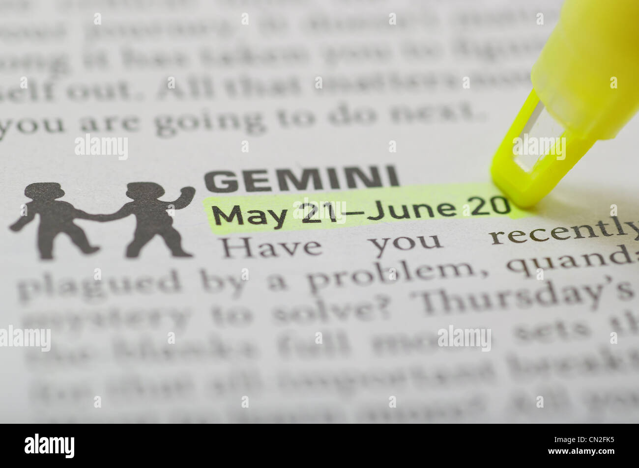 Gémeaux du 21 mai au 20 juin Banque D'Images