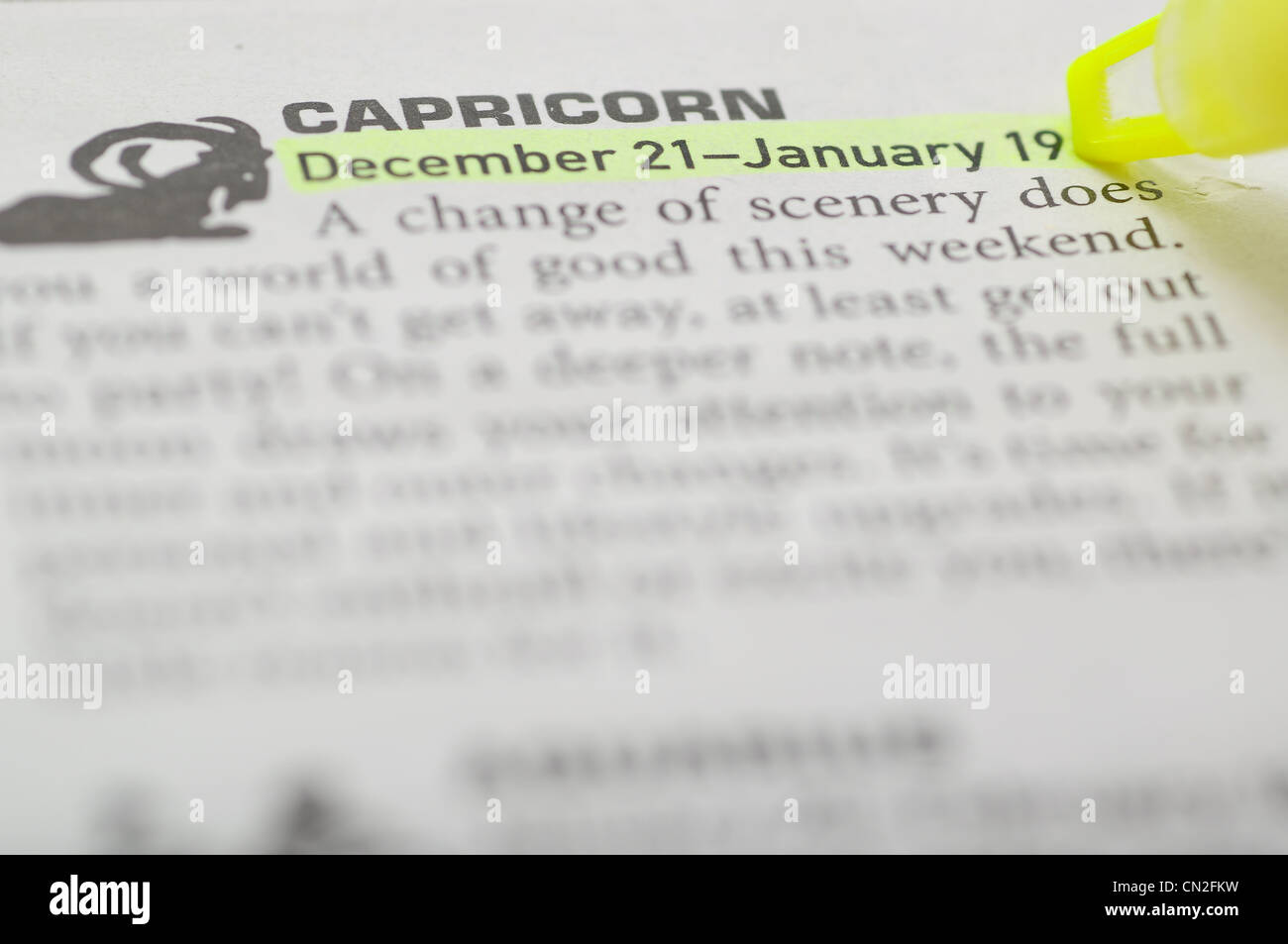 Capricorne 21 Décembre au 19 Janvier Banque D'Images
