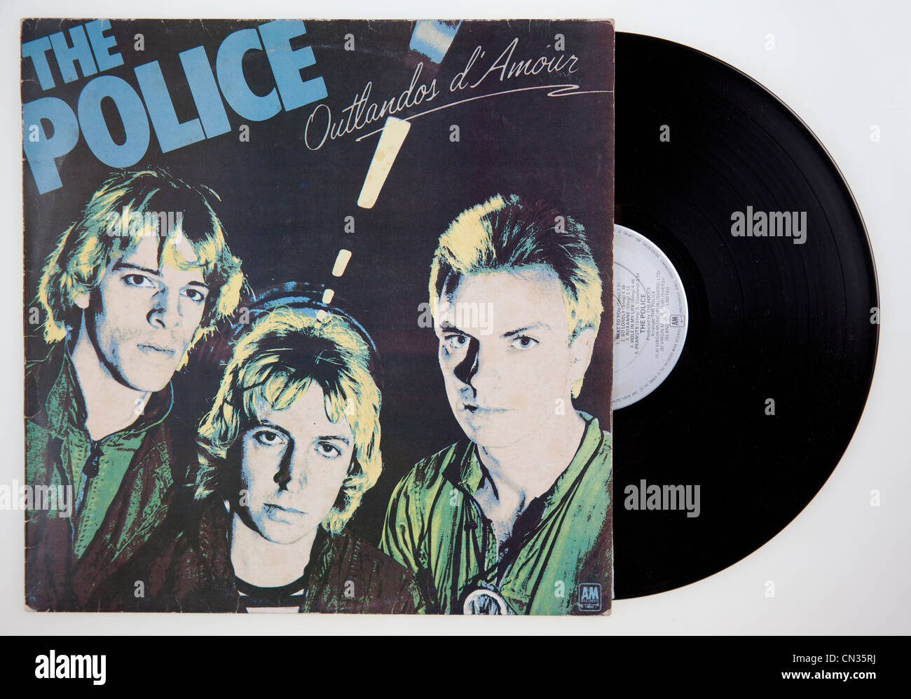 Couverture de l'album vinyle Outlandos d'amour par la Police, 1978 parution sur A&M Records Banque D'Images