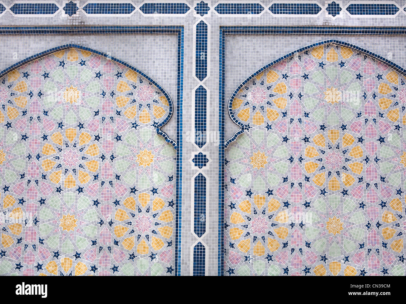 Carreau décoratif détail, Jame' asr Hassanal Bolkiah mosque, Bandar Seri Bagawan, Brunei Banque D'Images