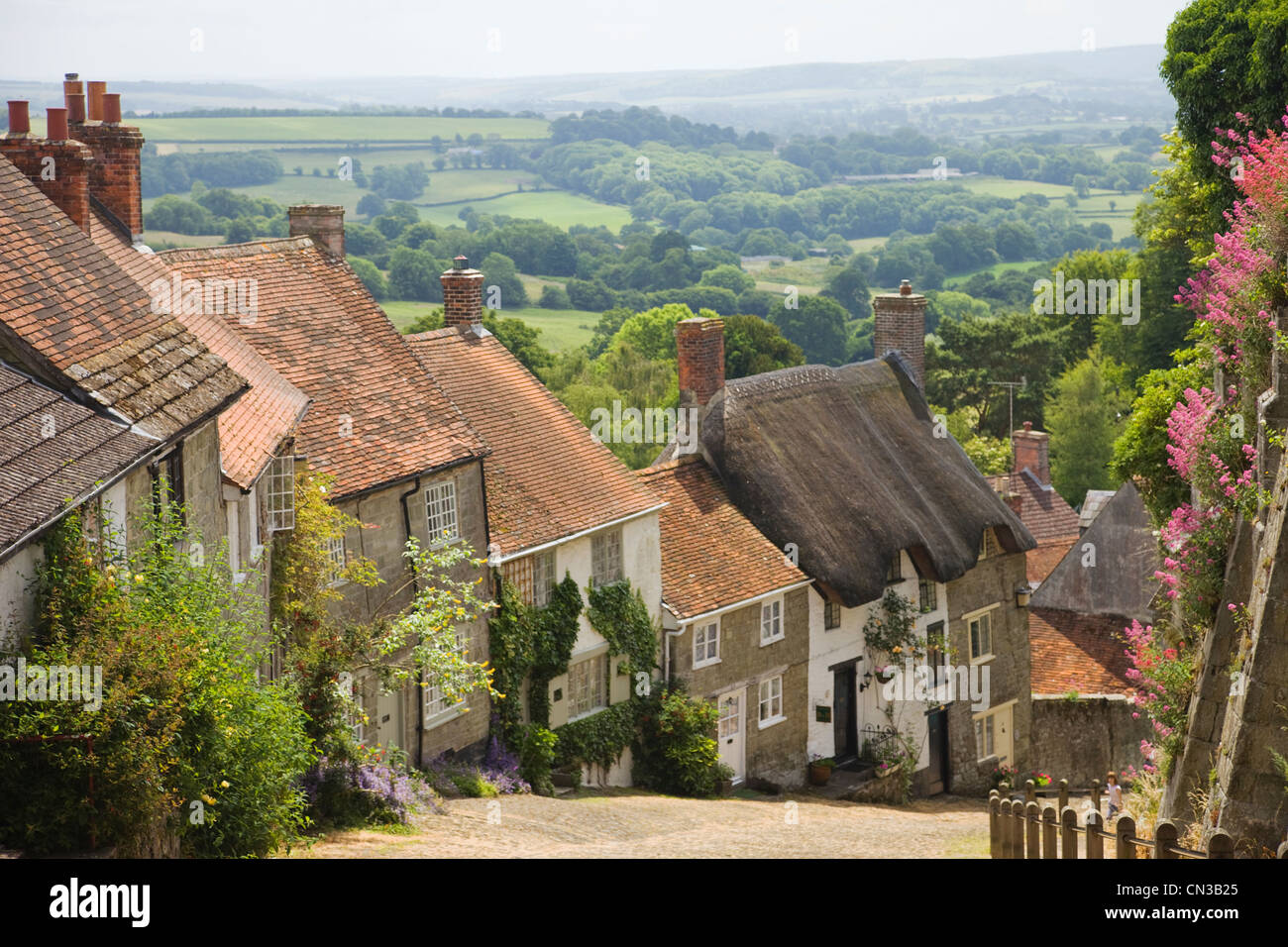 L'Angleterre, dans le Dorset, Shaftesbury, Gold Hill Banque D'Images