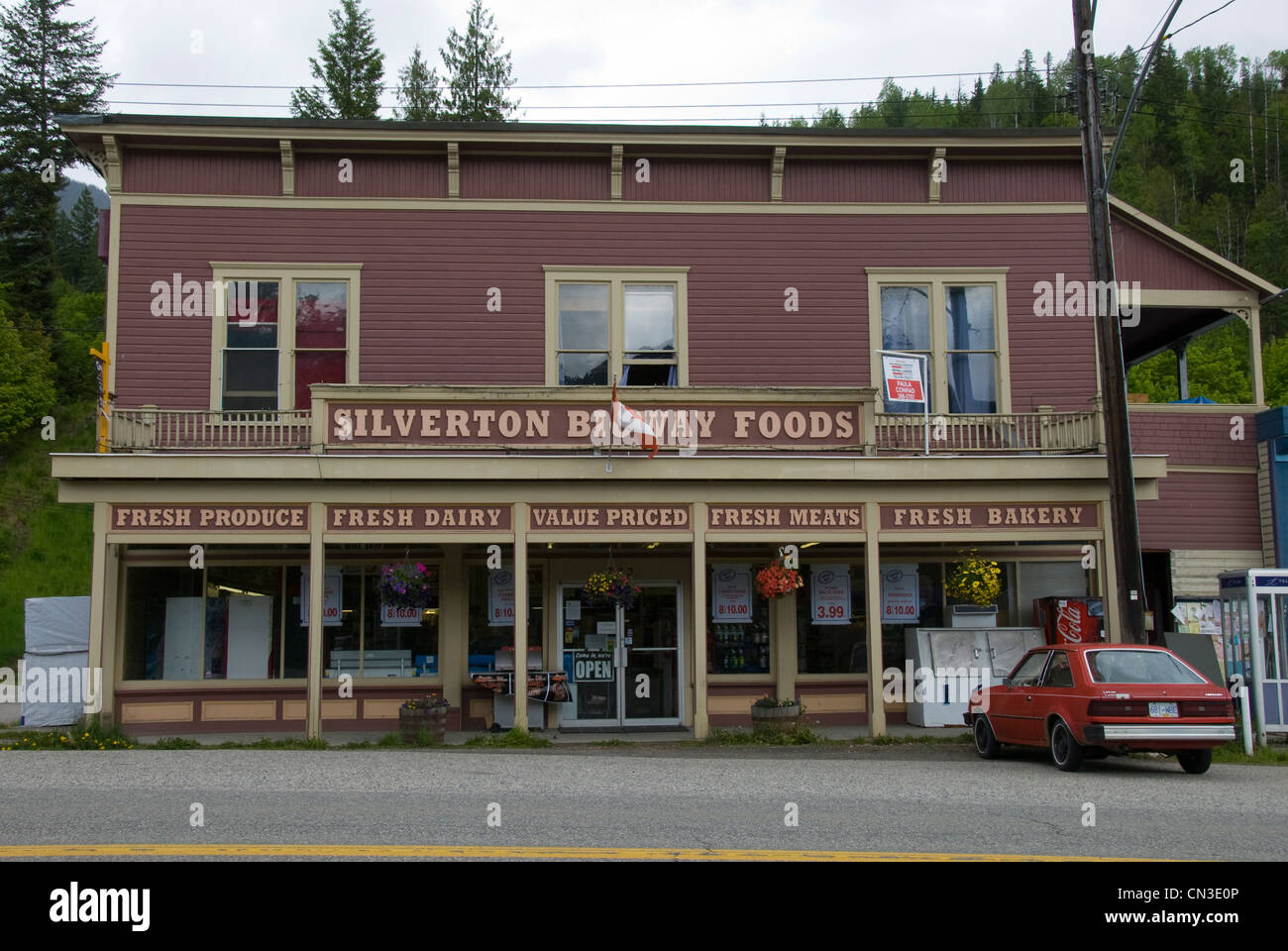 Boutique en bois ancien, Silverton Colombie Britannique, Canada Banque D'Images
