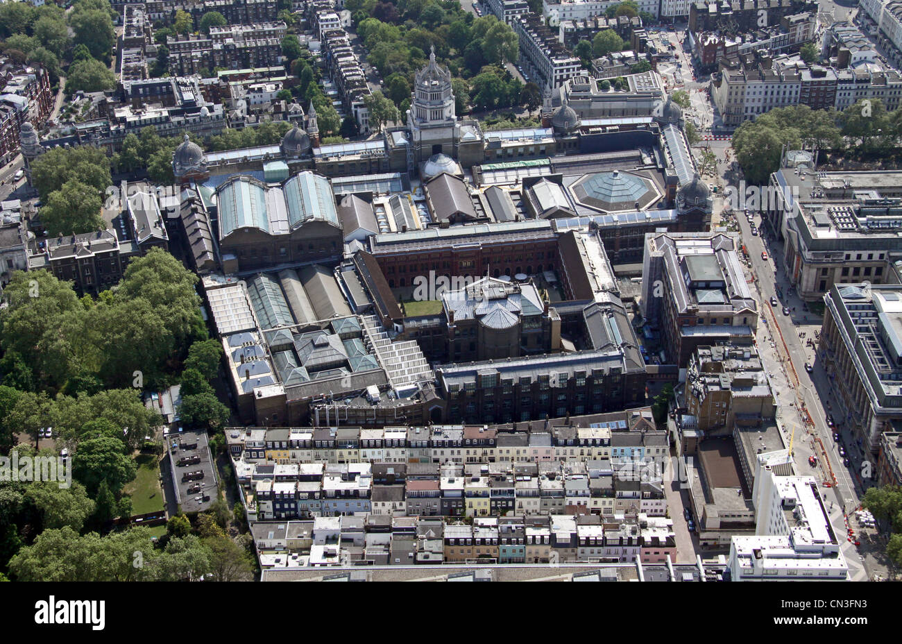 Vue aérienne sur Princes Gate Mews à l'arrière du Victoria & Albert Museum, Londres Banque D'Images