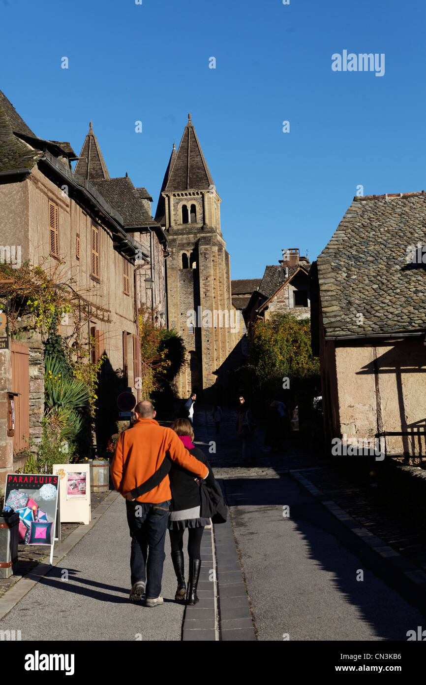 La France, l'Aveyron, Conques, un arrêt sur el Camino de Santiago étiqueté Les Plus Beaux Villages de France (la plus belle Banque D'Images