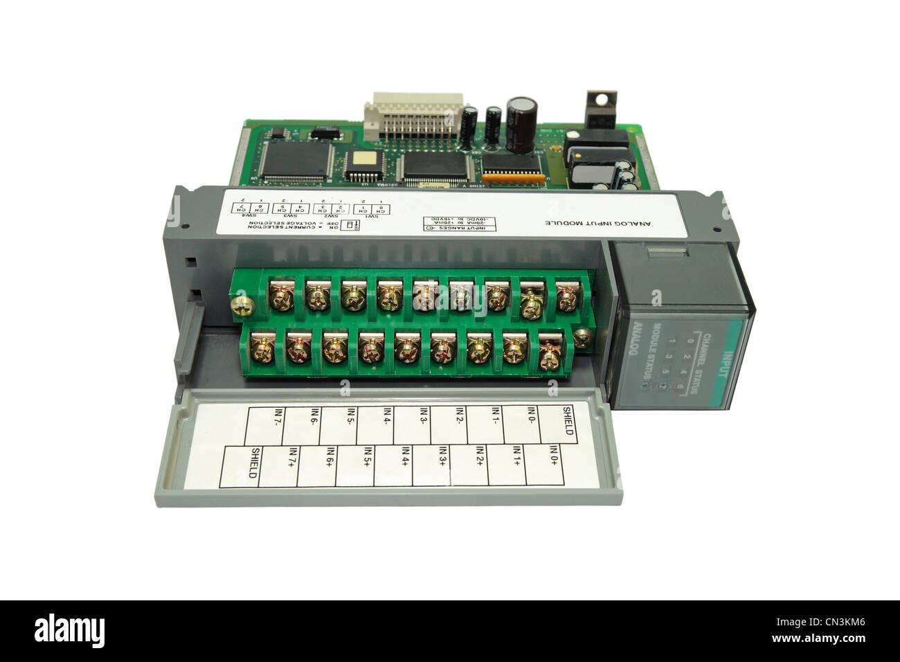 .Control, .digital, .isolés, collier, couleur, cadre, connecteurs, cpu, vert, de l'industrie, de l'industrie, d'installation, moderne, obj Banque D'Images