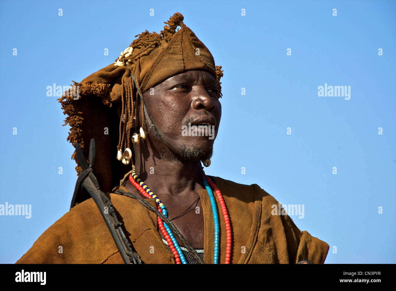 L'homme participant à la danse masquée dans le comté de Dogon, au Mali. Banque D'Images