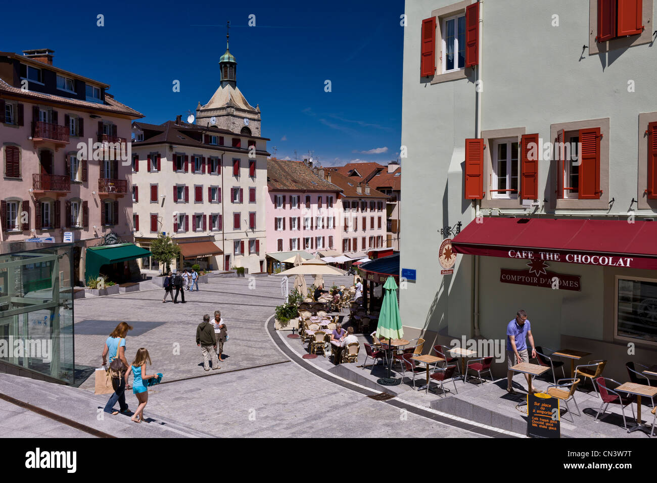 France, Haute Savoie, Chablais, Evian les Bains, rue piétonne Banque D'Images