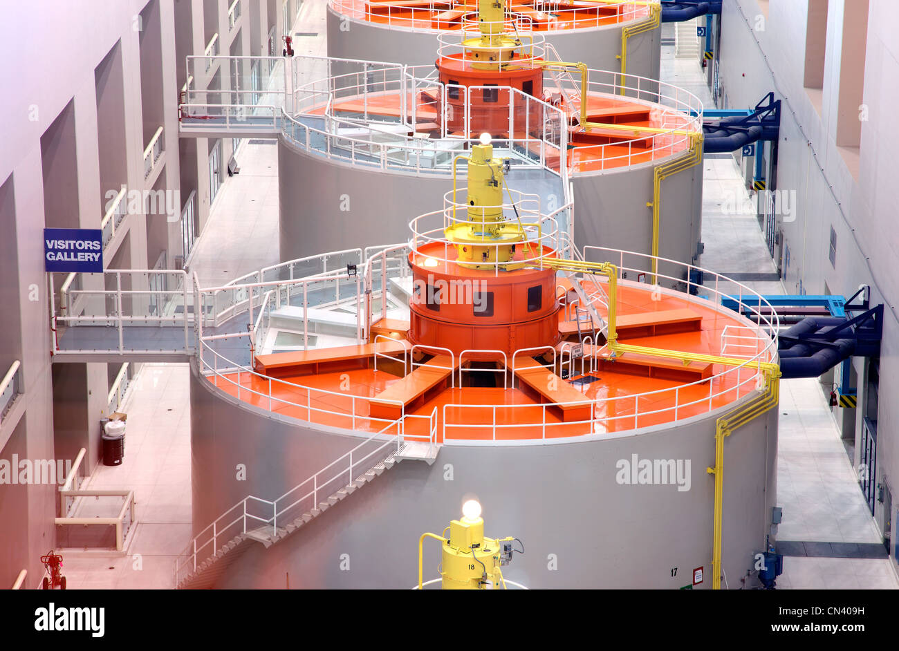 La création de générateurs d'électricité dans l'Oregon Bonneville. Banque D'Images