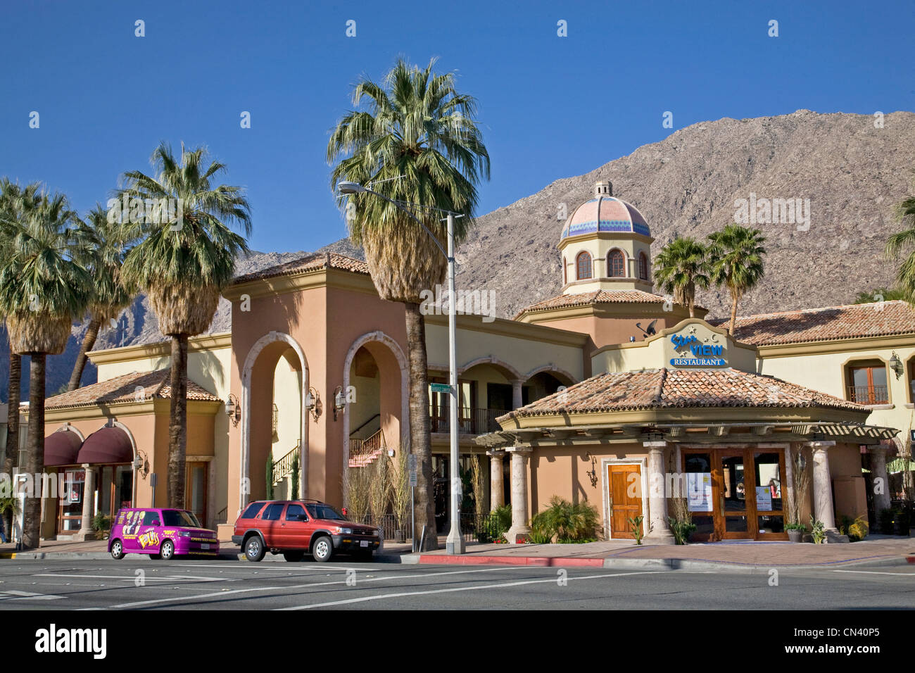 Centre-ville de Palm Springs, Californie le Indian Canyon Drive Banque D'Images