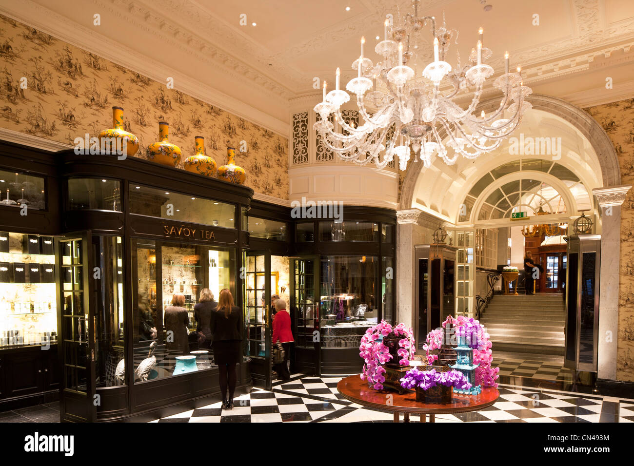 Royaume-uni, Londres, The Strand, Savoy hôtel conçu par l'architecte T. E. Collcutt ouvrir en 1889, premier bâtiment public dans la Banque D'Images
