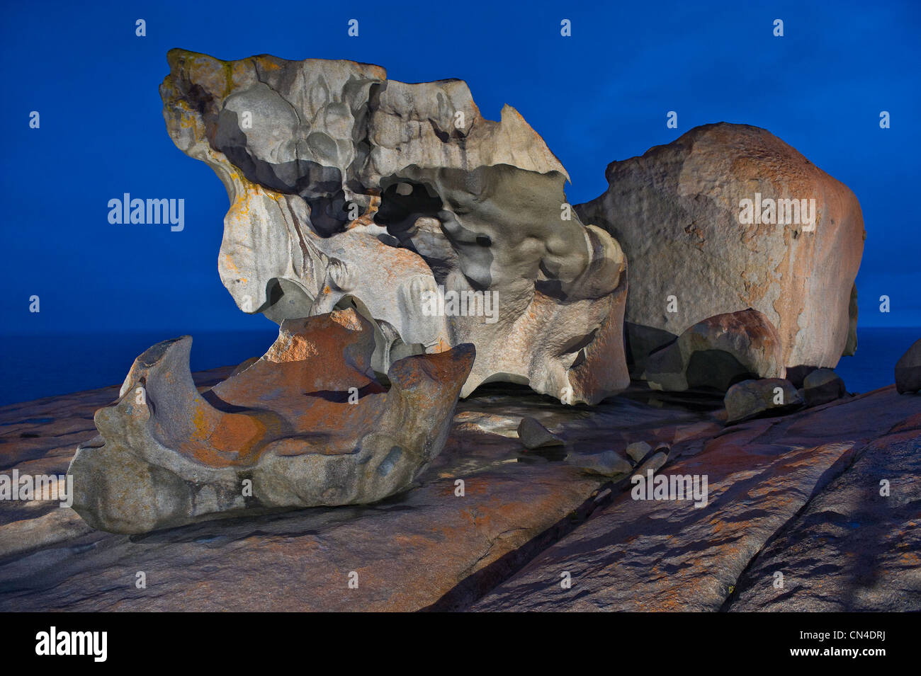 L'Australie, l'Australie du Sud, Golfe de St Vincent, Kangaroo Island, parc national de Flinders Chase, Remarkable Rocks Banque D'Images