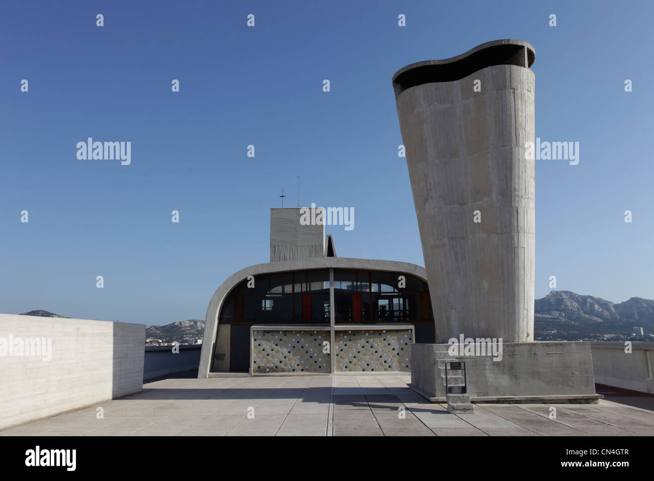 France, Bouches du Rhône, Marseille, la construction de la Cité Radieuse (Radiant City) par l'architecte Le Corbusier, le toit Banque D'Images