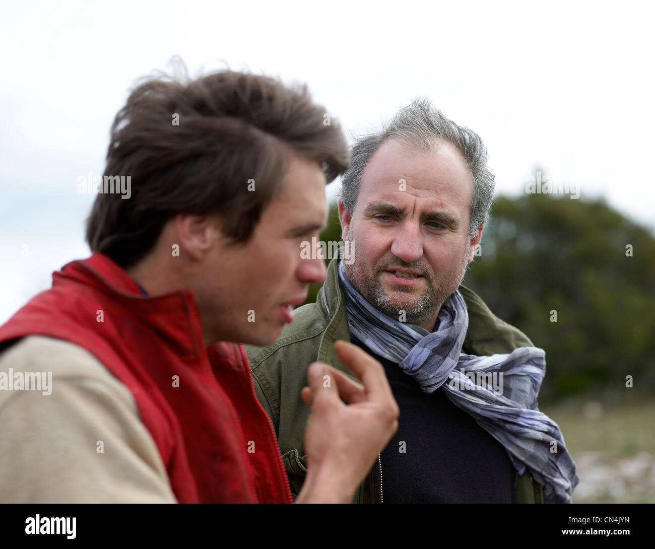 France, Larzac, caractéristique : Porc épique, la source Nicolas Brahic et le boucher Yves-Marie Le Bourdonnec Banque D'Images