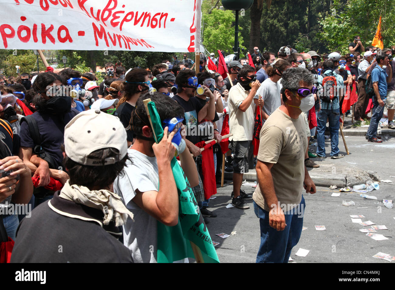 La Grèce, crise financière, des démonstrations, des émeutes Banque D'Images