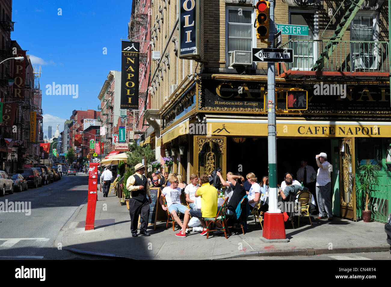 United States, New York, Manhattan, le quartier de la Petite Italie, restaurant à Mulberry Street Banque D'Images