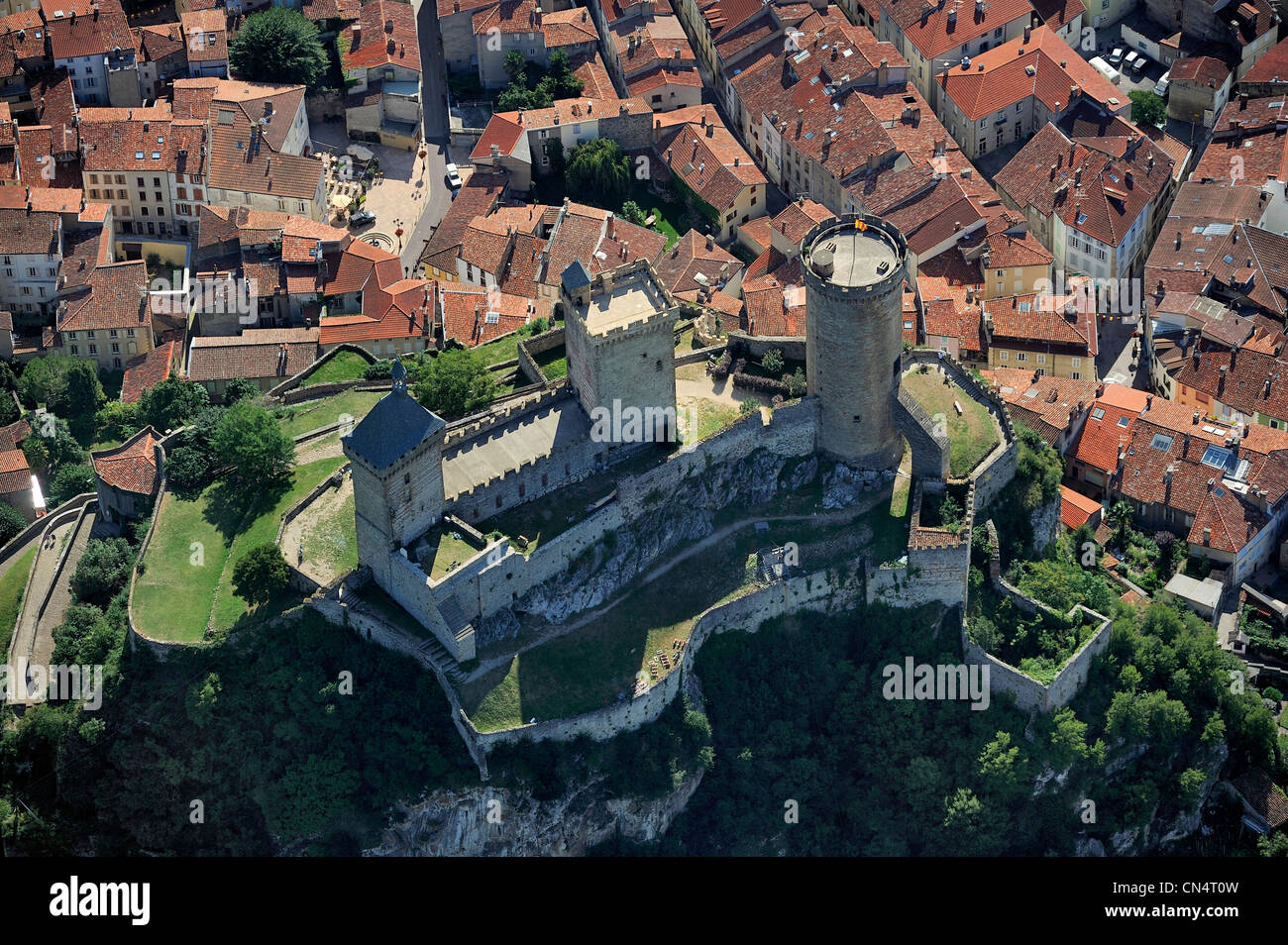 La France, l'Ariège, Foix, 10e 15e siècles Château (vue aérienne) Banque D'Images