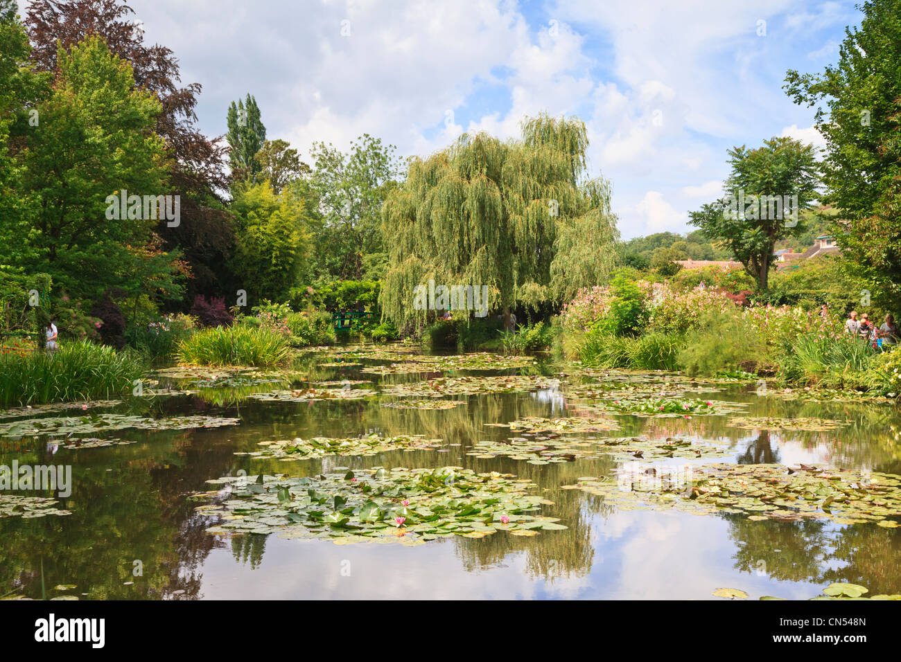 Étang aux nymphéas et nénuphars, le jardin de Monet, Giverny, la Normandie, France. Banque D'Images