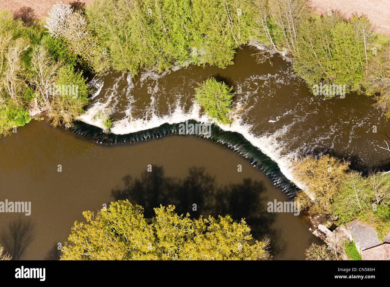 France, Loire Atlantique, Remouille, Weir Maine (vue aérienne) Banque D'Images