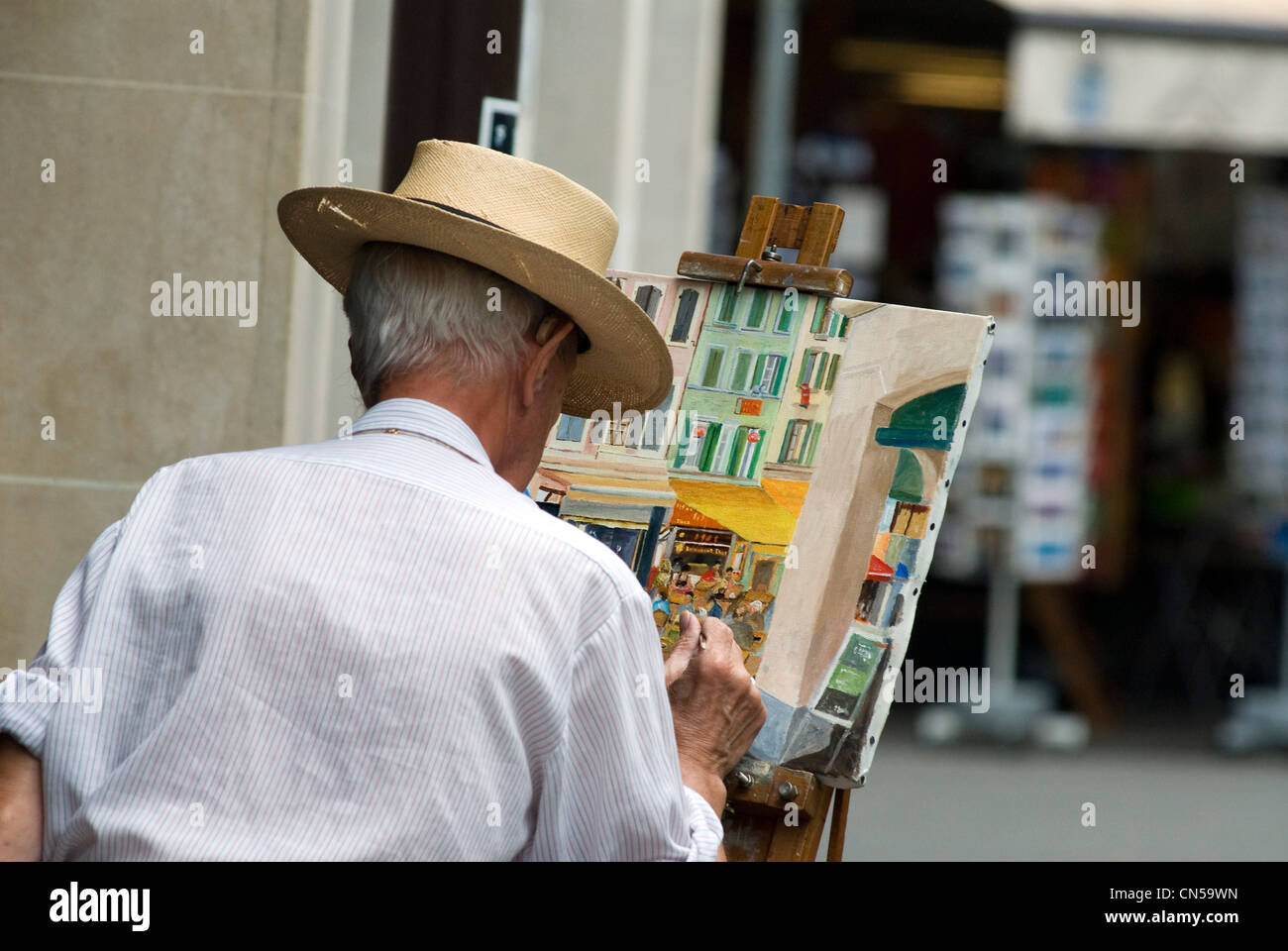 La Suisse, Canton de Vaud, Vevey, peintre du dimanche Banque D'Images