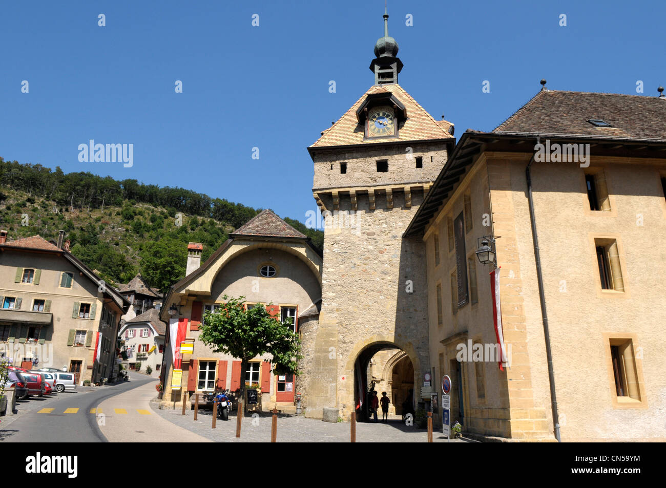 La Suisse, Canton de Vaud, Romainmôtier L'Abbaye de Cluny Banque D'Images