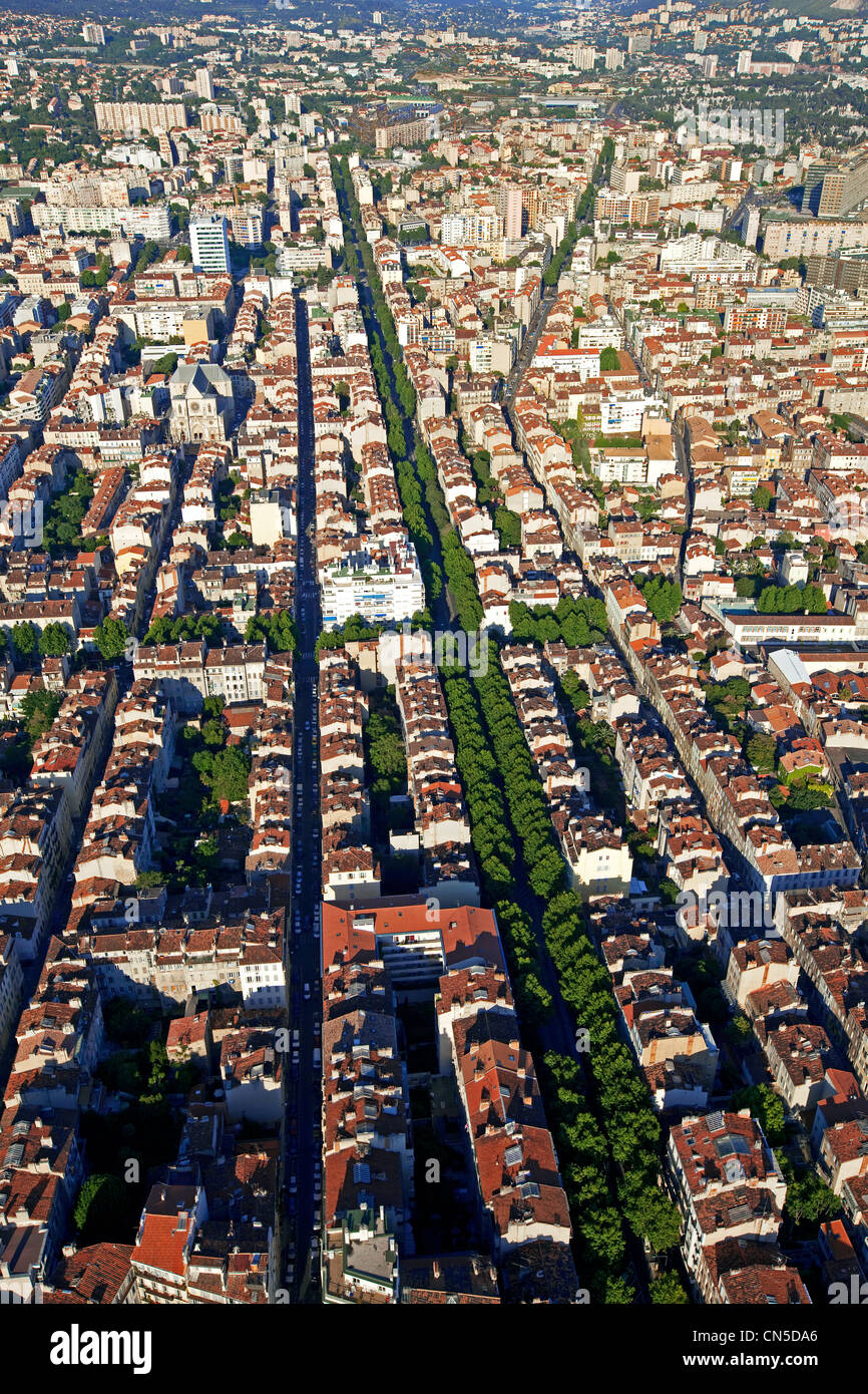 France, Bouches du Rhône, Marseille, 5ème arrondissement, Chave, boulevard Chave (vue aérienne) Banque D'Images