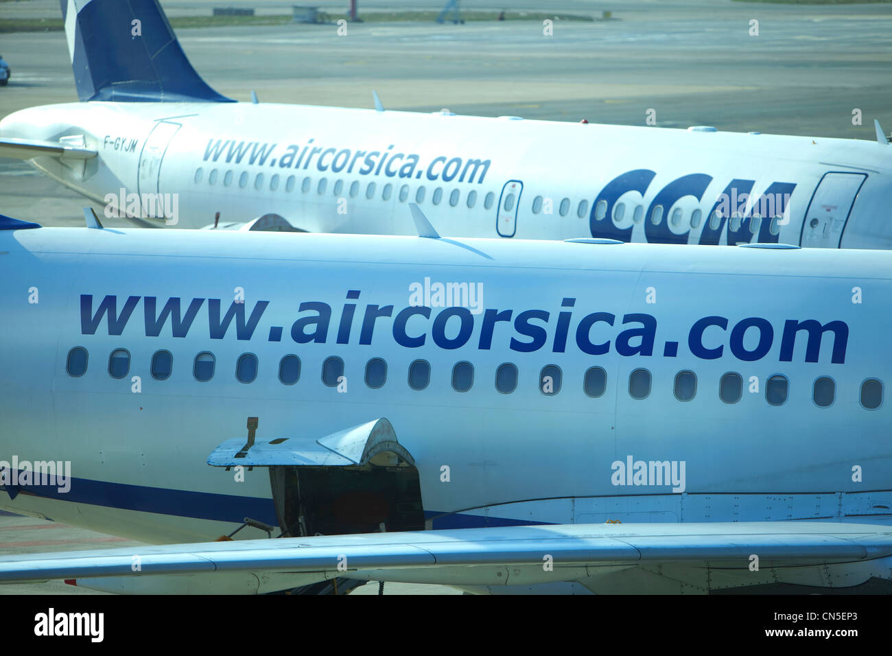 France, Bouches du Rhône, Marignane, l'aéroport Marseille Provence, la compagnie aérienne Air Corsica Banque D'Images