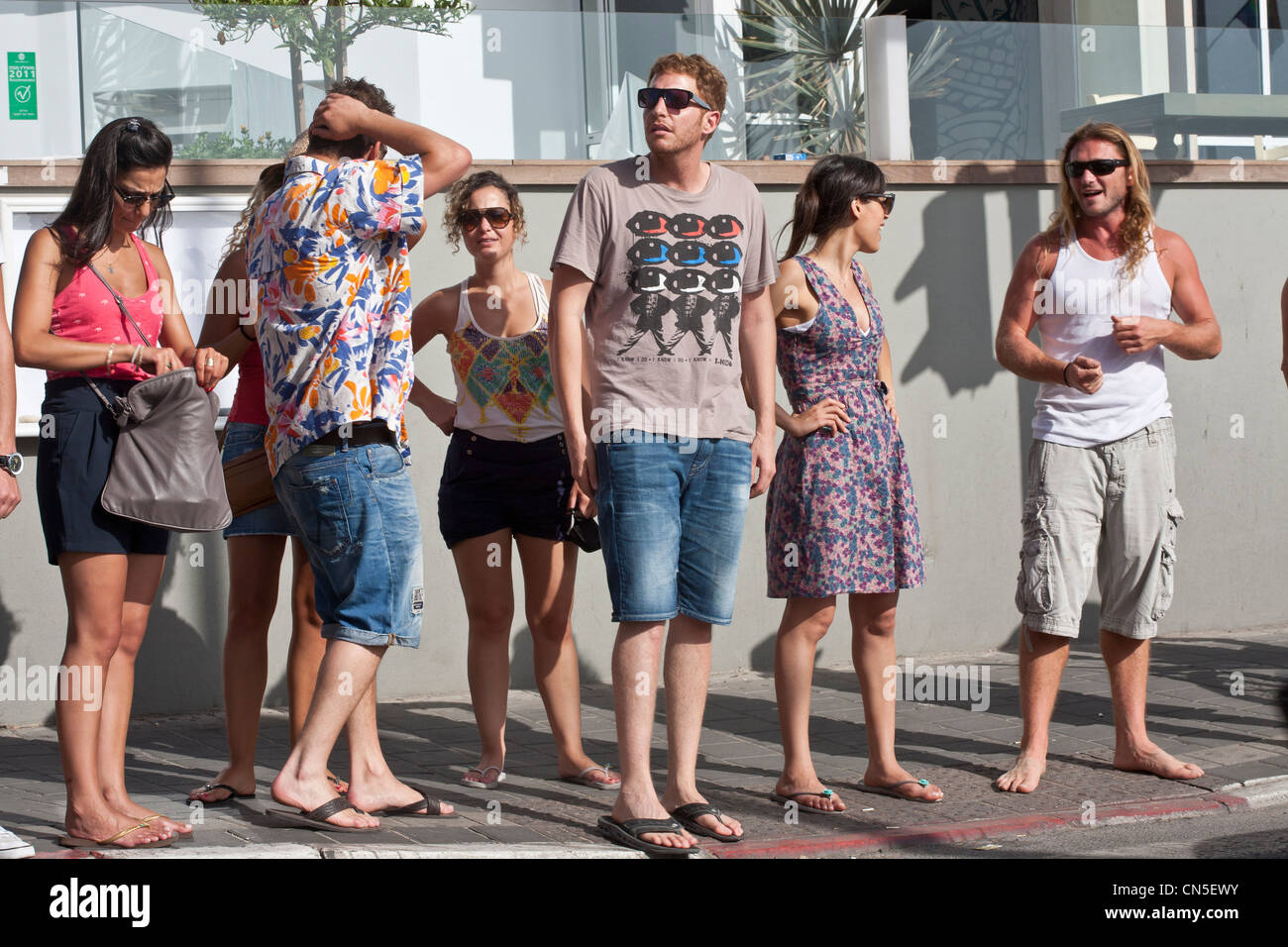 Israël, Tel Aviv, front de mer, l'accès à Gordon Beach Banque D'Images