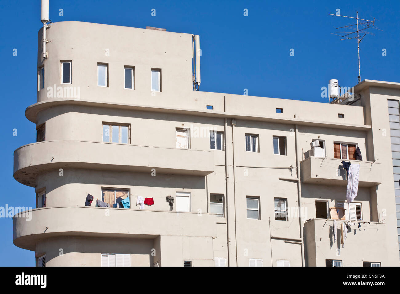 Israël, Tel Aviv, zone classée au Patrimoine Mondial de l'UNESCO, bâtiment du Bauhaus Banque D'Images