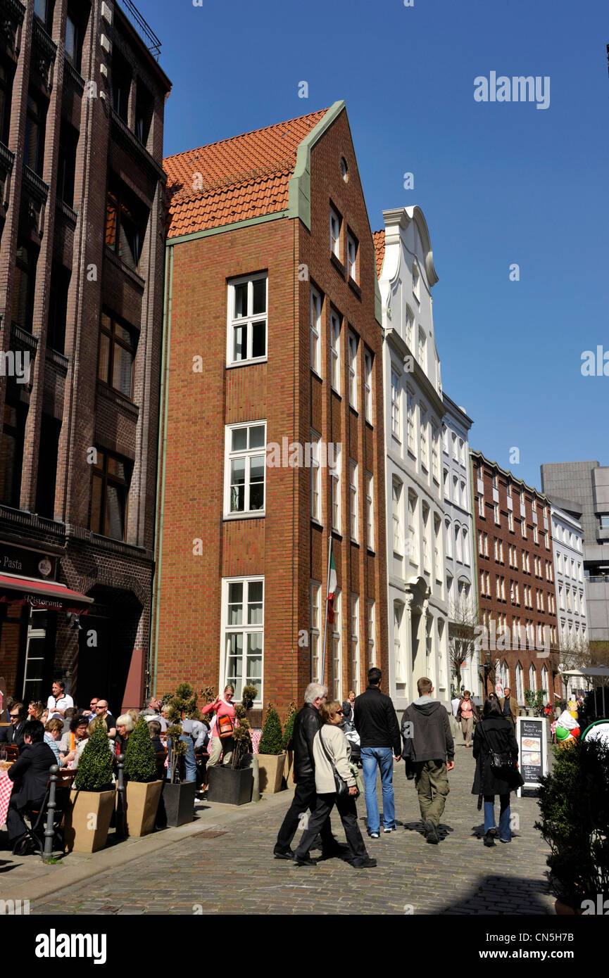 Allemagne, Hambourg, capitale verte européenne 2011, l'Altstadt, le quartier Deichstrasse dans la partie la plus ancienne de la ville Banque D'Images