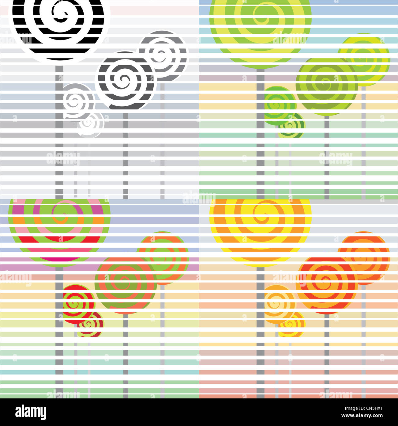Quatre saisons résumé en rétro style lollipop Banque D'Images